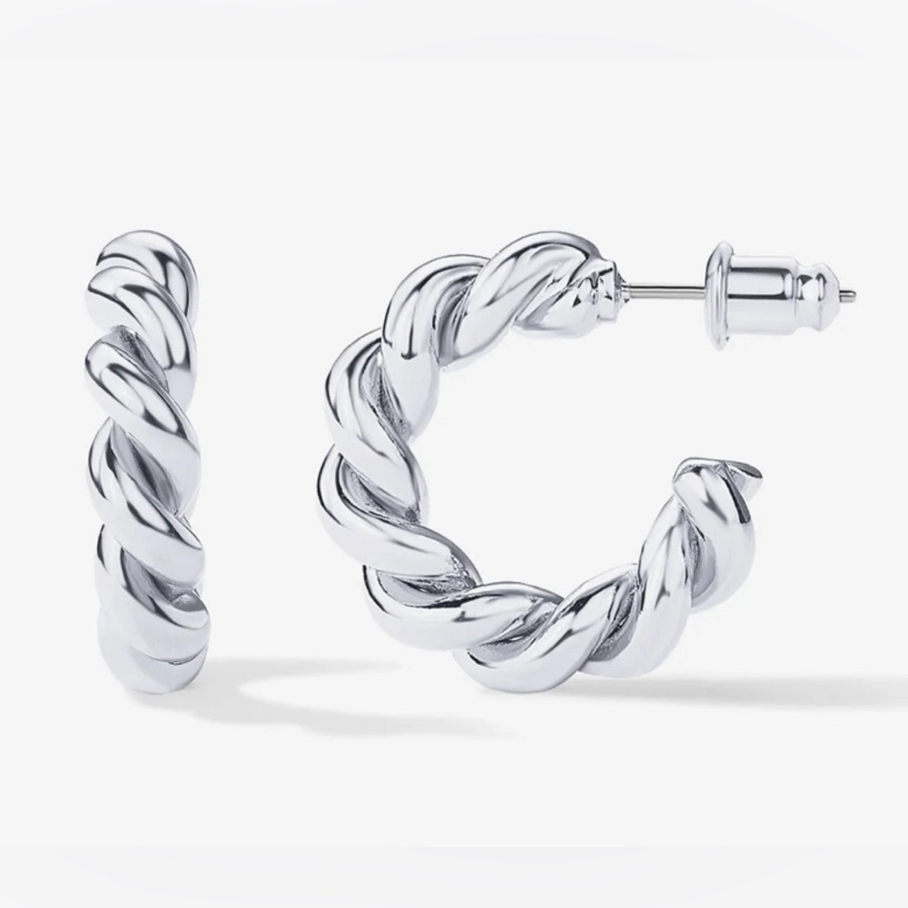 Pavoi Silver Vermeil Rope Hoop Earrings